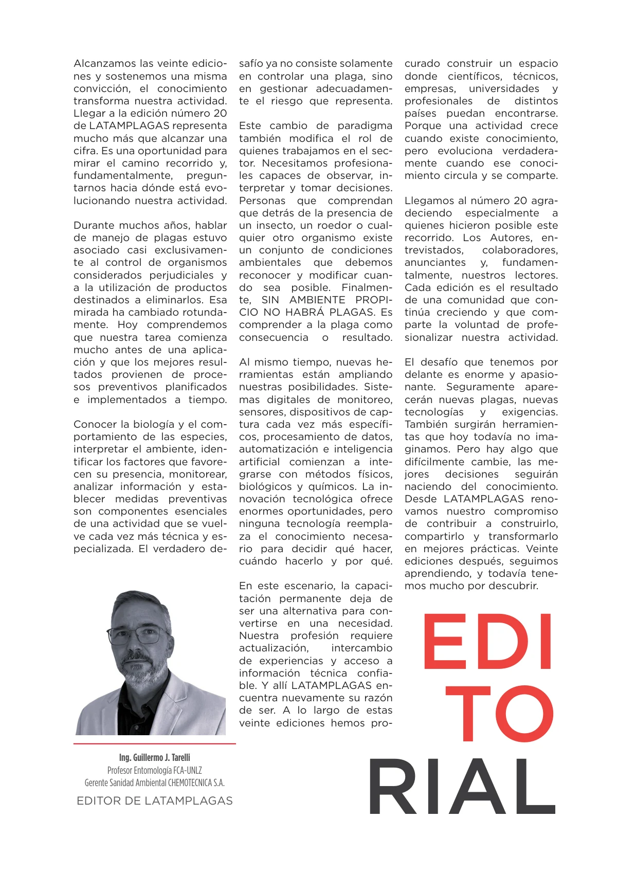 Editorial: vigésima edición de Latam Plagas