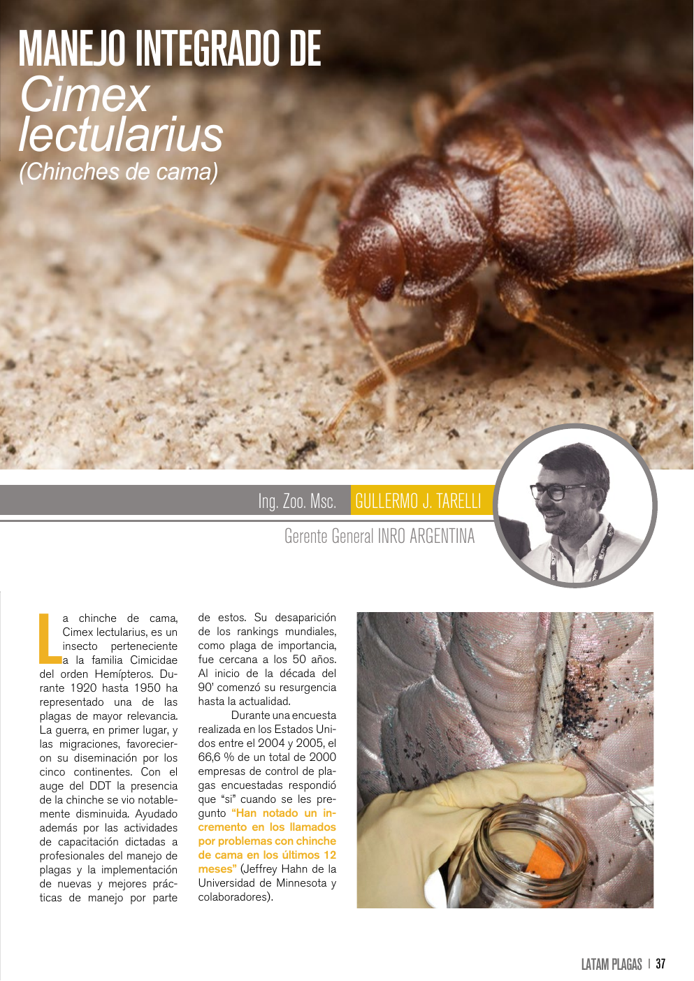 Apertura del artículo sobre manejo integrado de Cimex lectularius