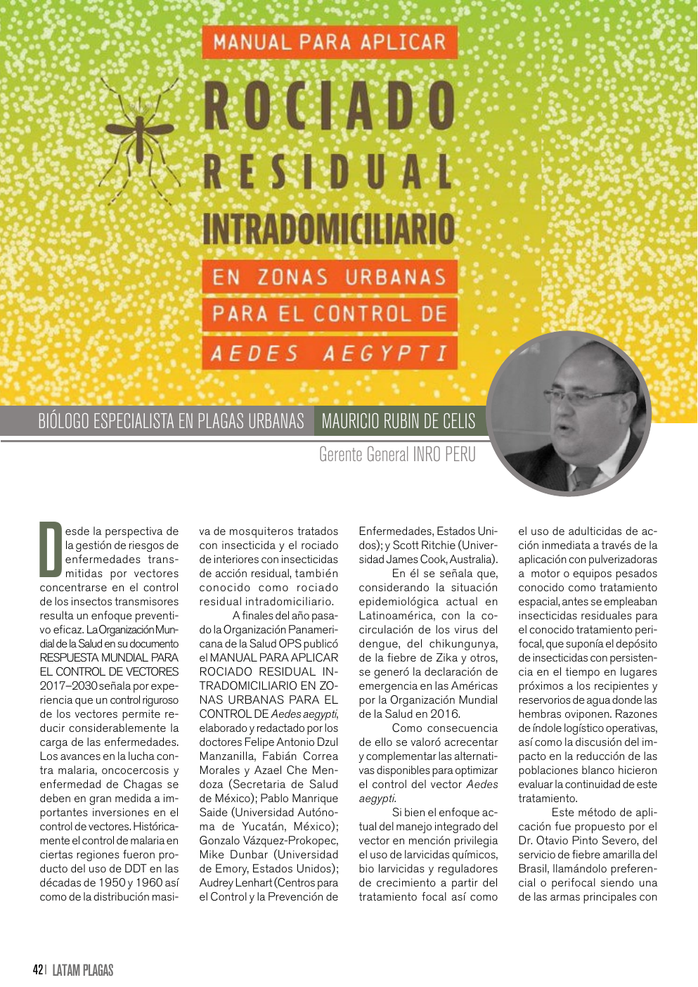 Apertura del artículo sobre rociado residual para Aedes aegypti