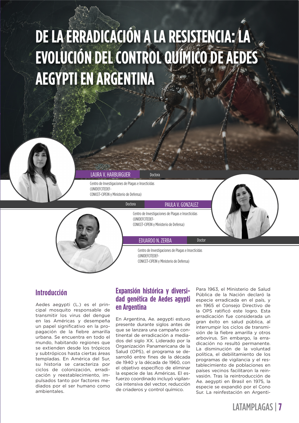 Apertura del artículo sobre Aedes aegypti y control químico en Argentina